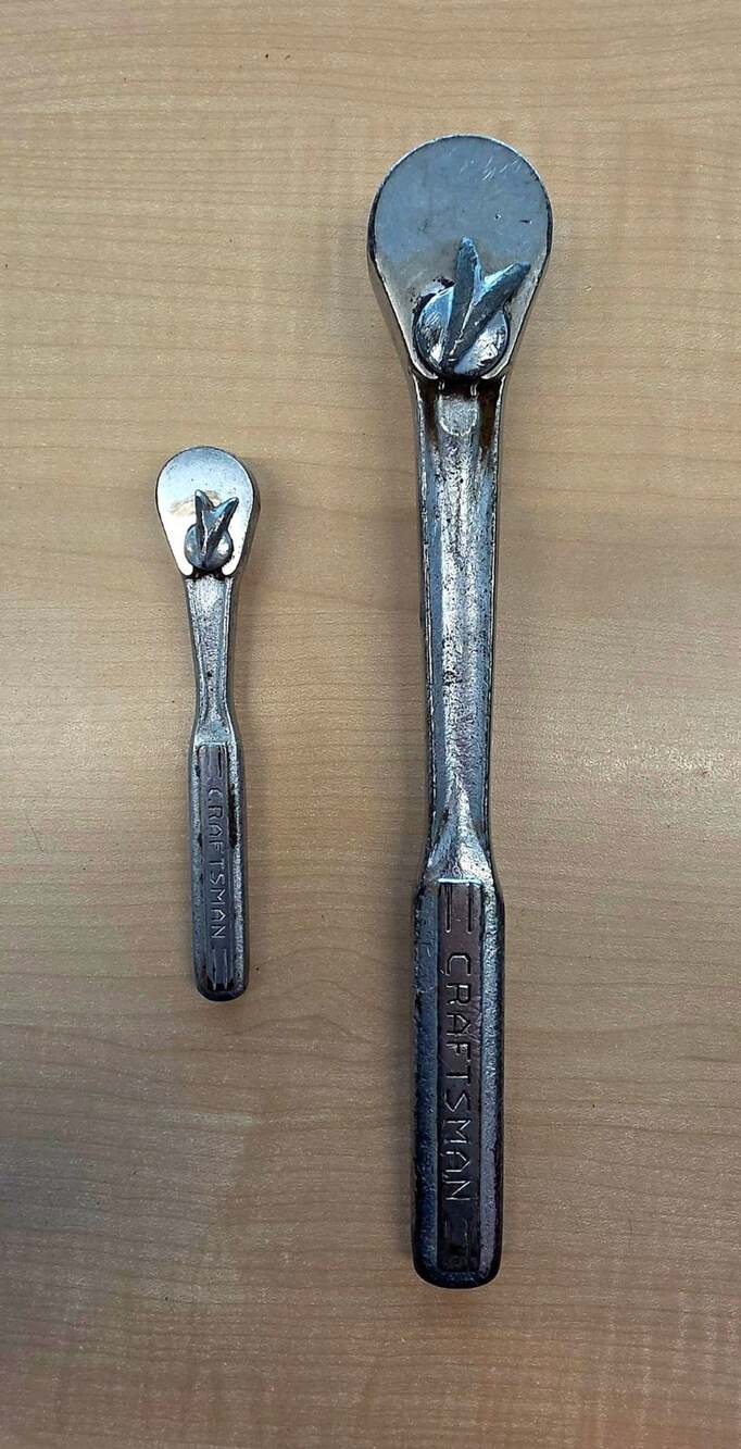 Vintage Craftsman =V= Series 1/2" & 1/4" Drive Ratchet Set USA Forged 1950's